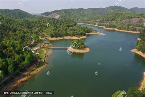 航拍湖南湘潭东风水库,湖泊池塘,自然风景,摄影素材,汇图网www.huitu.com