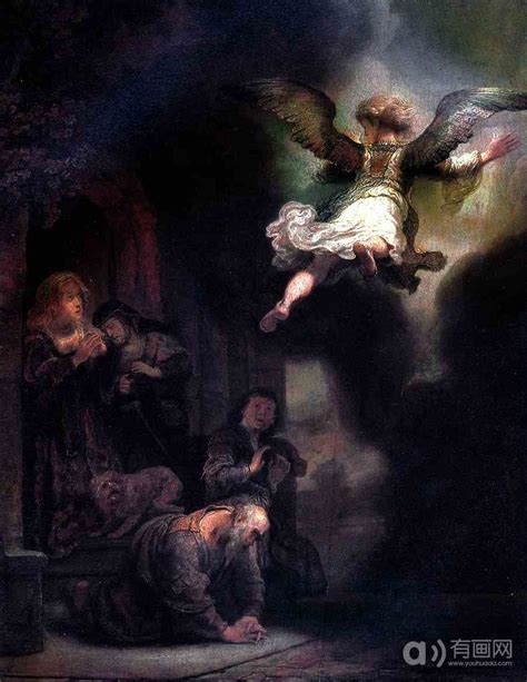 离开托比亚斯家族的天使_伦勃朗·梵·莱茵_油画图库_零二七艺考