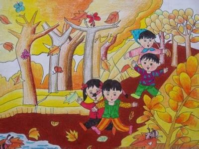 秋天的图画儿童画,儿童绘画秋天的图画,秋天的图画怎么画_大山谷图库