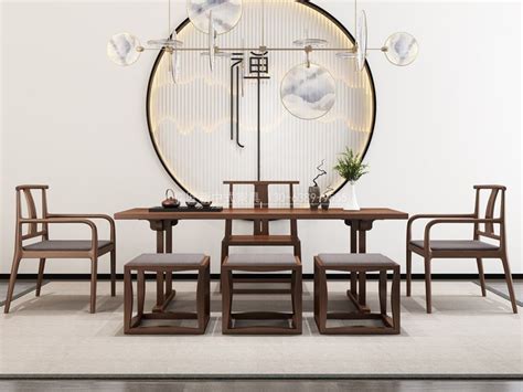 新中式茶室家具款式图片，新中式实木茶桌2020年最新款7_儒匠家具