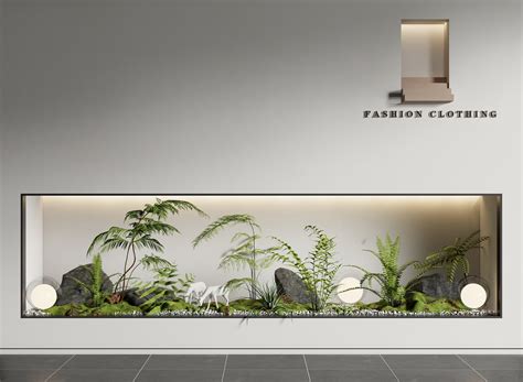 现代室内景观造景 植物堆 假山水景 景观石头 水钵 乔木 植物景观 竹子 蕨类植物13dmax模型 室内植物模型3dmax模型