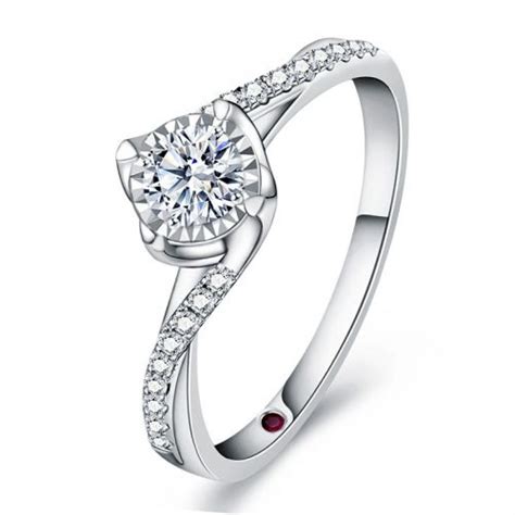 正品18k白铂金钻戒培育钻石女戒指时尚豪华双臂牛头款一克拉戒指-阿里巴巴