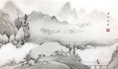 简单又好看的山水风景素描画教程！适合新手学习的水墨风景铅笔画画法！