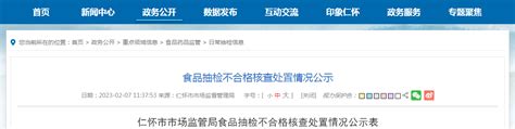 贵州省仁怀市市场监管局食品抽检不合格核查处置情况公示表-中国质量新闻网