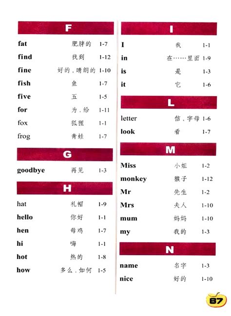 三年级上册英语单词|科学普及出版社英语三年级上册