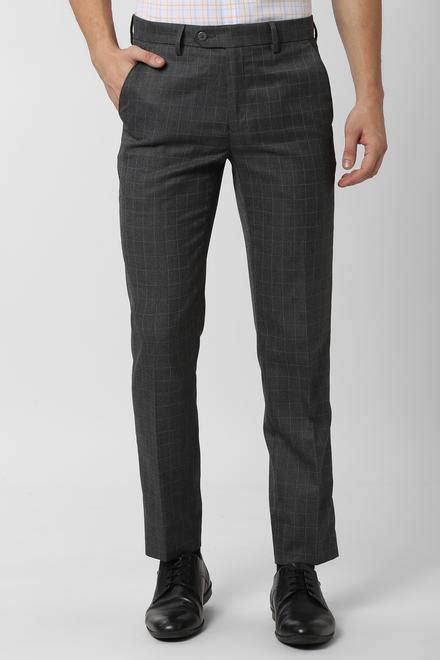 Buy Men Grey Check Slim Fit Trousers Online - 469028 | Peter England