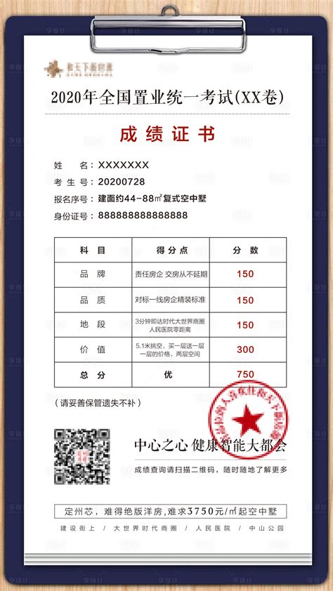 中考成绩单图片