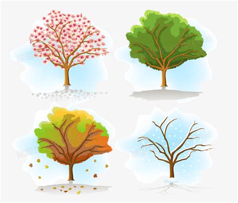 树木四季变化装饰素材免费下载 - 觅知网