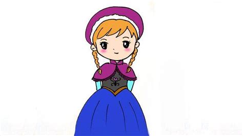 安娜公主怎么画 迪斯尼公主的画法 安娜公主简笔画卡通画儿童画教程[ 图片/22P ] - 才艺君