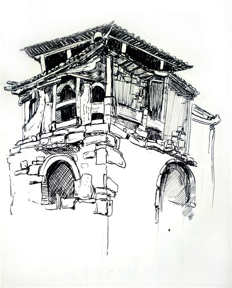 建筑速写图片