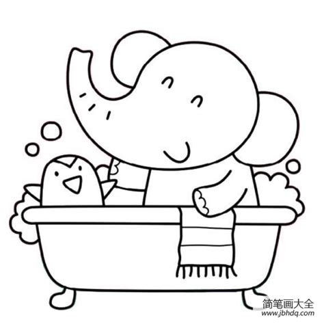 小象洗澡简笔画 - 学院 - 摸鱼网 - Σ(っ °Д °;)っ 让世界更萌~ mooyuu.com