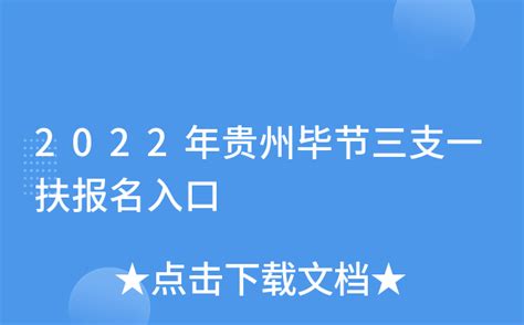 2022年贵州毕节三支一扶报名入口