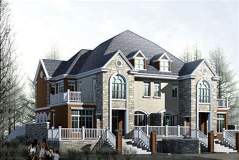 二层半新中式别墅户型设计图，平屋顶和坡屋顶结合_二层别墅设计图_鲁班设计图纸官网