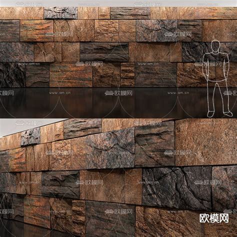 现代文化石岩板背景墙3d模型下载_ID11975700_3dmax免费模型-欧模网