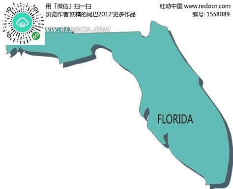 佛罗里达州绿色矢量地图EPS素材免费下载_红动中国
