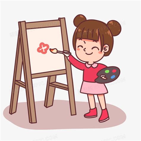 手绘卡通女孩画画素材图片免费下载_PNG素材_编号z2ri9y04x_图精灵
