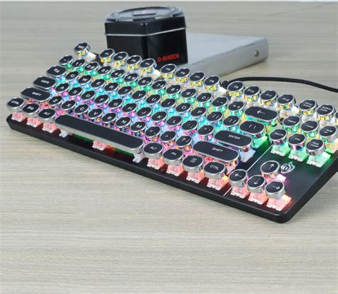 朋克青轴机械键盘 87键台式电脑有线金属发光电竞游戏跨境亚马逊-阿里巴巴