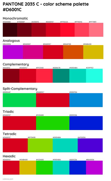 PANTONE 2035 C color palettes - colorxs.com