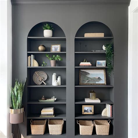 black built in bookcase
