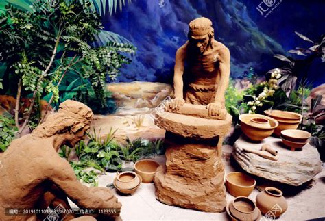 原始人制陶,雕塑艺术,文化艺术,摄影素材,汇图网www.huitu.com