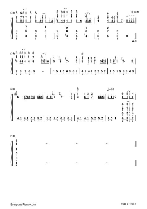 菊次郎的夏天-Summer双手简谱预览3-钢琴谱文件（五线谱、双手简谱、数字谱、Midi、PDF）免费下载