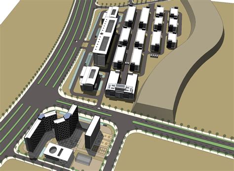 现代化工厂及附属宿舍区规划方案sketchup模型 - SketchUp模型库 - 毕马汇 Nbimer