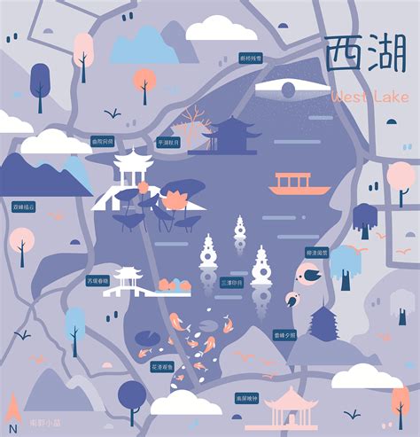 西湖十景地图|插画|创作习作|南郭小晶 - 原创作品 - 站酷 (ZCOOL)