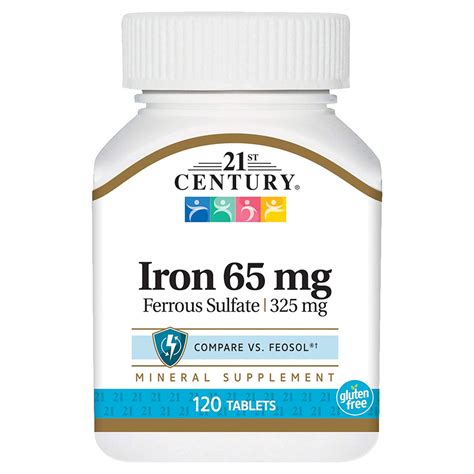 21st Century, Ferro 65 mg - 120 Tabletes - Menor Preço em Brasil
