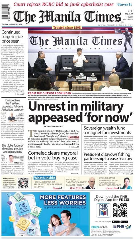 The Manila Times FrontPage | Jan. 17, 2023 | The Manila Times