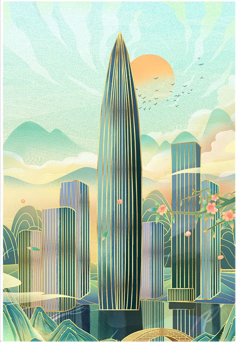 插画风城市之深圳中国城市系列宣传海报模板素材-正版图片401367918-摄图网