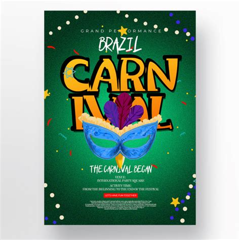 绿色精致巴西狂欢节海报模板下载-千库网