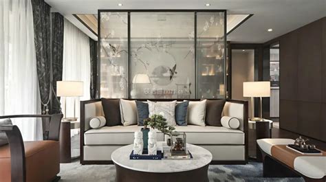 厦门凤还朝新中式风格137平米设计方案 客厅沙发背景效果图_装信通网