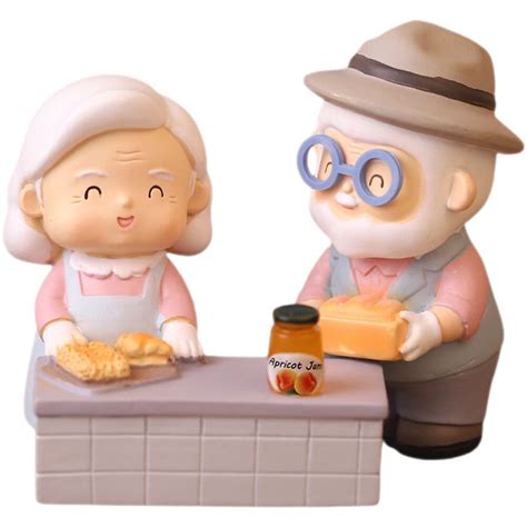 HOMEMAXS 1 Set of Happy Elderly Couple Figurine Grandpa and Grandma ...