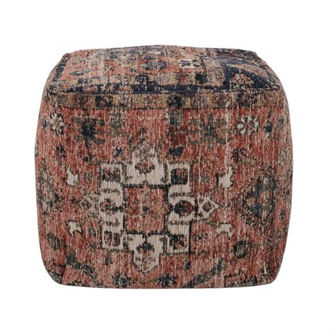 Arimo Contemporary Fabric Cube Pouf, Multi-Colored by Noble House