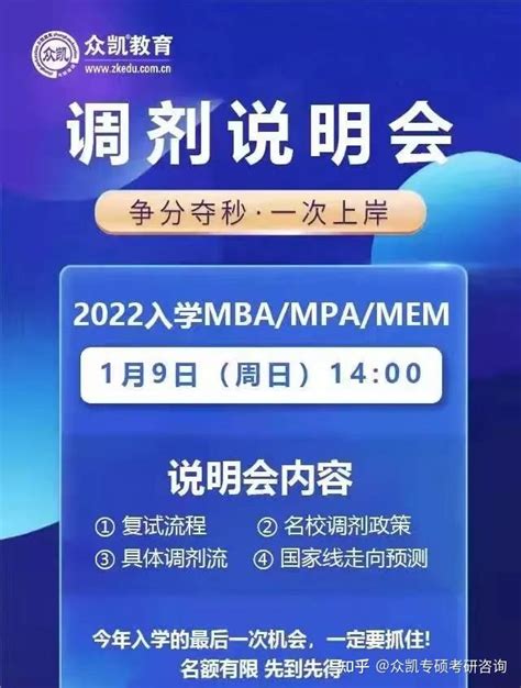 2022年入学MBA/MPA/MEM调剂说明会来袭！抢占调剂名额！ - 知乎