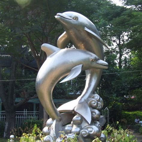 不锈钢广场海豚雕塑城市广场园林建筑绿化公园标志摆件|手工艺|其他手工|凯亮不锈钢雕塑 - 原创作品 - 站酷 (ZCOOL)