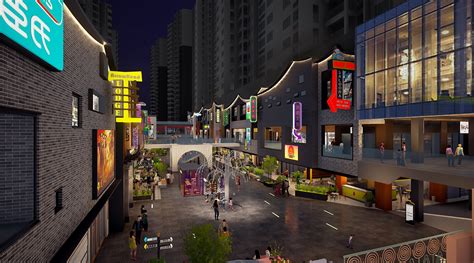现代商业街3dmax 模型下载-光辉城市