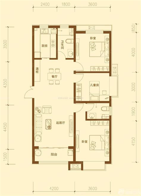 银川日式风格120平米设计方案 三室两厅两卫户型图_装信通网