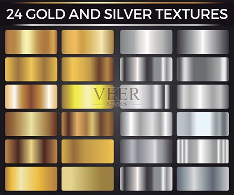 向量集的金和银梯度，金和银方块集合，纹理组插画图片素材_ID:122846517-Veer图库