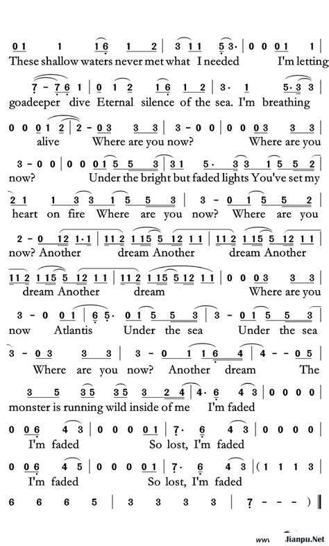Faded简谱-Alan Walker-电音神曲不一样的感觉,一样的感动-简谱网