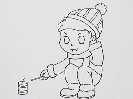 春节点鞭炮的小男孩怎么画_放鞭炮简笔画图片 - 巧巧简笔画