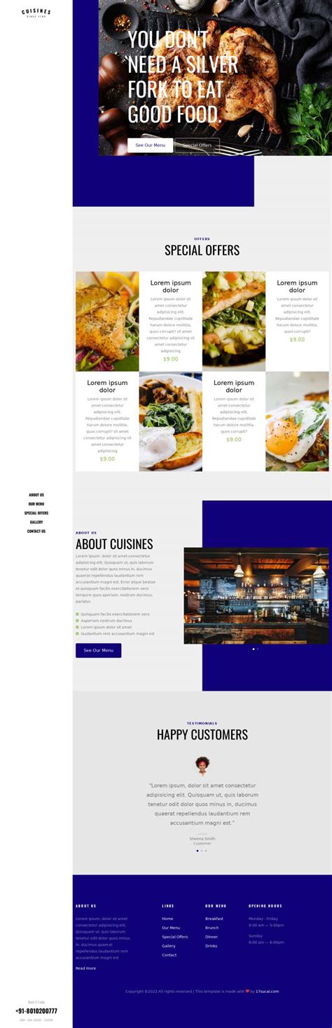 餐厅网站页面设计，精美的美食餐厅网站模板设计_墨鱼部落格