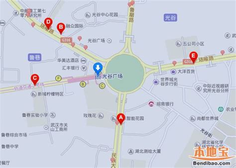 光谷广场公交站点分布图（含经过公交）- 武汉本地宝