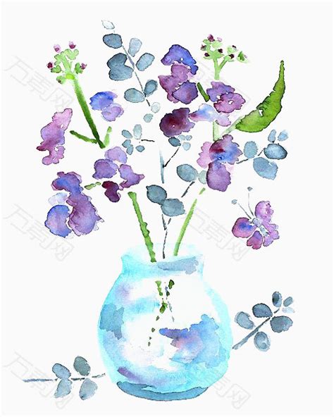 水彩瓶中花图片