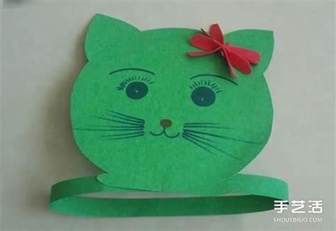 幼儿园小猫头饰图片 简单卡纸小猫帽子的做法_手艺活网