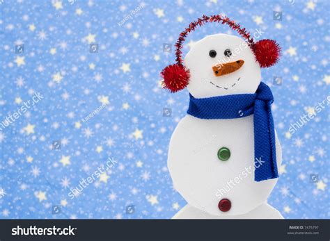 Snowman On Star Background With Copy Space Stock Photo 7475797 ...