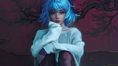 蓝色短发非主流头像