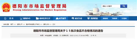 四川省德阳市市场监管局关于15批次食品不合格情况的通告（2022年第15号）-中国质量新闻网