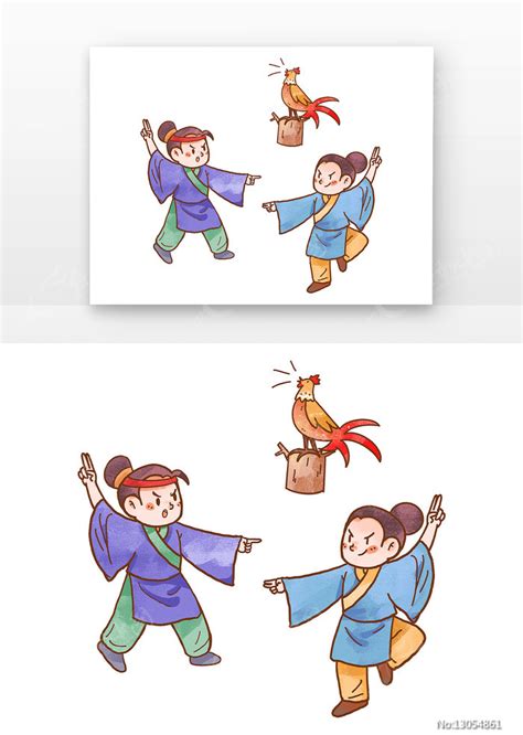 闻鸡起舞谚语插画图片_卡通手绘_编号13054861_红动中国