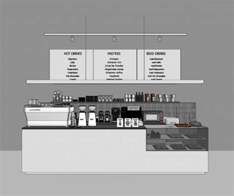 现代咖啡厅收银台 su草图模型下载-【集简空间】「每日更新」